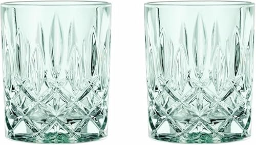 Nachtmann Noblesse 10 oz Whisky Tumblers, Set of 2 – 4 Crystal Glasses with Cut Design, Lead-Free Barware for Scotch, Whisky, Cocktails, Home Bar, Entertaining & Tabletop Use (Mint)