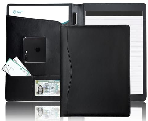 Konferenzmappe A4 Leder, Elegance Schreibmappe Portfolio Konferenzmappe Kunstleder für A4 Mappe Organizer Dokumentenmappe Große Fächern Aktenmappe für Notizblock Tablet Rechner