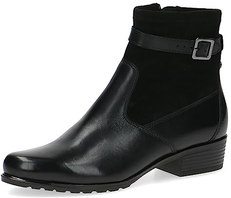 CAPRICE Damen Stiefeletten mit Absatz mit Schnalle Kleiner Absatz, Schwarz (Black Nappa Co), 37 EU