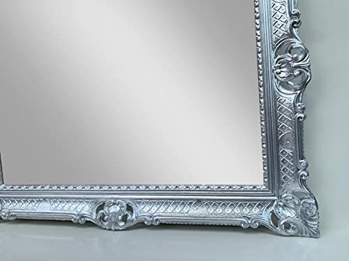 Marco de fotos barroco de 50 x 70 cm, cuadro publicitario, cuadro de menús, marco de fotos grande XXL, marco antiguo, 90 x 70 cm, marco de póster para colgar, marco de espejo (plata)