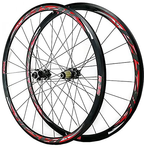 ZECHAO 700c Road Mountainbike-Rad-Set, Doppelwand-Vorderrad-Hinterrad Cyclross QR. Scheibenbremse V/C. Bremse 7-12 Geschwindigkeitsschwallräder Wheelset (Color : Quick Release)