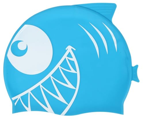 Veemoon Children's Elastic Silicone Cartoon Shark Swimming Hat Waterproof Fish Shaped Swim Cap Comfortable and Protective for Kids