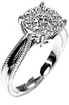 SISGEM 0,11 ct Natürlicher Diamantring, 9 kt Weißgold Cluster-Diamant-Verlobungsring für Sie, G, SI2, Personalisierter Ehering, für Damen Verlobung Hochzeit