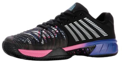 K-Swiss Performance Express Light 3 Padel, Zapatos de Tenis Hombre, Black/True Blue/Neon Pink, 43 EU