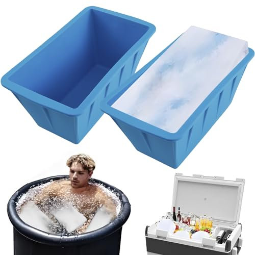 MENIBBLER 2Pcs Extra Large Ice Block Mold, 8lbs Ice Cube Maker Silicone Ice Block Maker Temperature Resistant Ice Cube Maker Container Ice Cube Molds Dishwasher Safe Ice Bath Chiller for Home