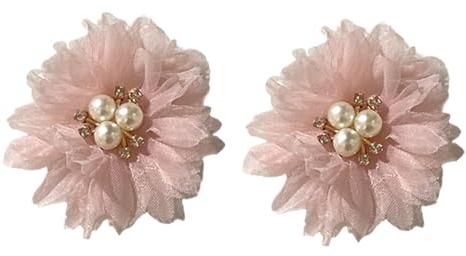 Kabelife 2 Stück Schön Blume Brosche, Ansteckblume, Haarblume Haarblüte mit Strass Perle Haarschmuck Sicherheitsnadel, Hochzeit, Party, Dekoration(Pink)