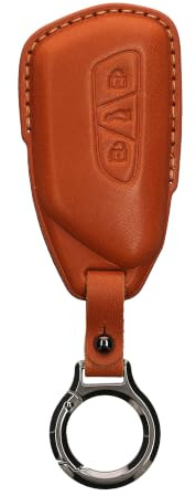 kwmobile Premium Leder Autoschlüssel Schutzhülle kompatibel mit VW Golf 8 3-Tasten Autoschlüssel Hülle - Schlüssel Tasche - Braun