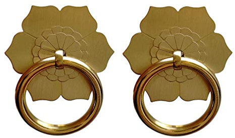 Der alte Griff, Vintage-Schubladengriffe, Retro-Messing-Möbel-Türgriff, 2 Stück antike Messing-Ringgriffe, Griffe for Küchenschränke, Kleiderschrank, Schublade, Vintage-Möbelbeschläge (Gold) (Farbe: G