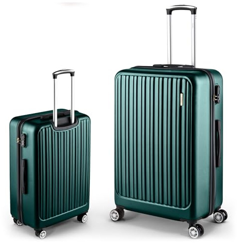 Easy Move ABS Hartschalenkoffer - Ergonomisch & Sicher - Großer Trolley Koffer mit 360° Rädern, Zahlen-Schloss - Rollkoffer, Reisekoffer Groß (Dark Green, 74cm)