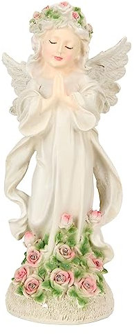 Topyond Statue d'ange Solaire en Résine, Sculpture D'extérieur avec Veilleuse, Décoration De Jardin, Cour, Pelouse, Figurine d'ange Gardien Céleste, pour Tombe, Décoration De Bureau