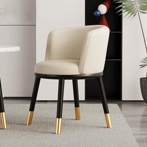 YCKEGEW Leder Sessel Lobbying Stuhl Gepolstert Moderne Esszimmerstühle Für Küche Restaurant, Mid Century Vanity Chair Für Das Schlafzimmer Studierzimmer Schreibtischstuhl (Color : Beige)
