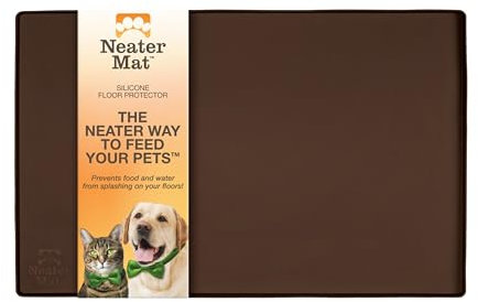 Neater Pet Brands Napfunterlage Hund und Katzen Wasserdicht - Silikon Katzen- und Hundenapf Unterlage - Futtermatte Hund und Katzen Schützt Böden vor Futter und Wasser (48,3 x 30,5 cm, Braun)