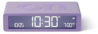Lexon Flip Classic Morgenwecker, beleuchtet, wendbar mit Seiten on Off und Snooze-Funktion, mit LCD-Display und Touchscreen, wiederaufladbar über USB-C – Lila