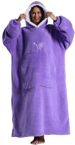 Pterygoid Hoodie-filt, extra lång bärbar filt med ärmar för kvinnor och män, filt med huva och stor ficka