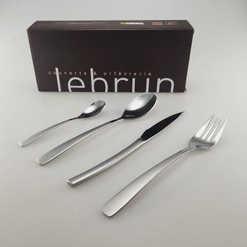 Lebrun Couverts CABANA - MENAGERE 24 pièces en Finition Contrasté - Service de table pour 6 personnes: 6 fourchettes, 6 couteaux de table, 6 cuillères à soupe, 6 cuillères à café
