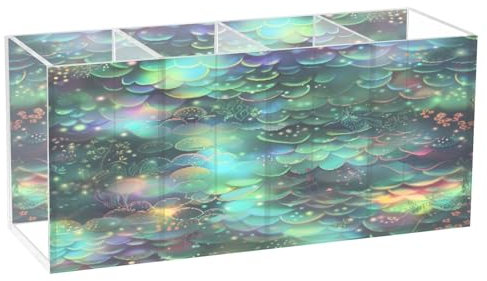 Leuchtende Fischschuppen, Acryl-Stifthalter, 4 Fächer, Stiftebecher, Make-up-Pinselhalter, Organizer