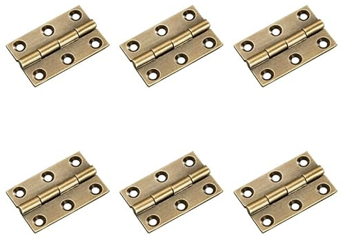 6Pcs Door Hinges,Heavy Duty Brass Folding Hinges for Gate,Window,Drawer 1.5inch Antique Brass