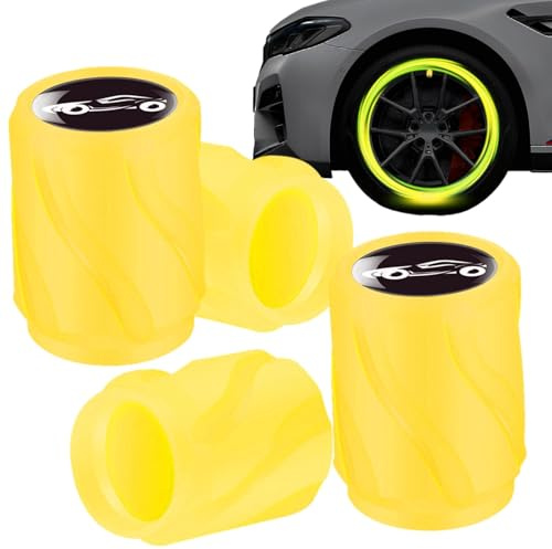 Leuchtende Ventilkappen für Autoreifen, leuchtende Autoreifenkappen - Auto-Rad-Luftventilkappe - Leuchtendes Automobildekor, 4 Stück Ventilschaftkappen für Auto/SUV/Fahrrad/LKW/Motorräder, cooles Auto