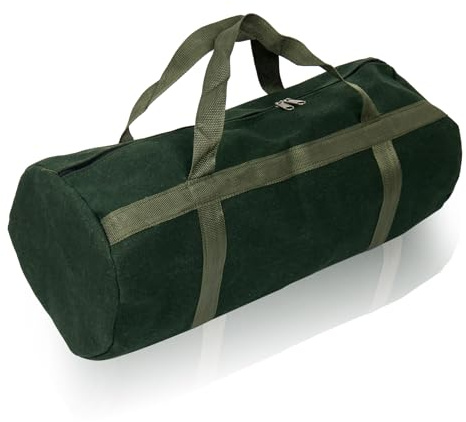 LEXICHER 24 Grill Accessory Storage Bag, Tools Storage for Outdoor Grilling, Thick Canvas Double Zipper Utensil Carry Bag for Camping Hiking Barbecue, Dark Green