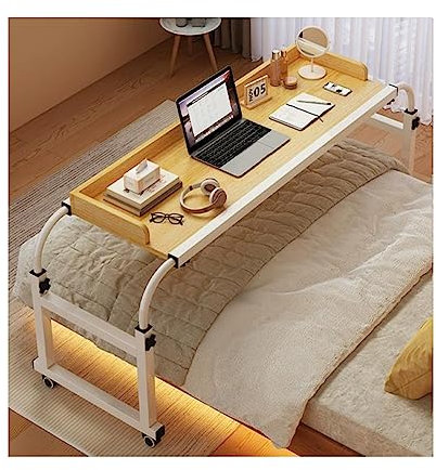 SFNIOKFG Laptoptisch, Überbettschreibtisch, Computertisch, Steharbeitsplatz, Essenstablett, Schreibtisch, Überbetttisch mit Rädern, höhenverstellbar für Einzel-/Doppel-/Queensize-/Kingsize-