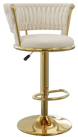 PIPIPOXER Barhocker, Verstellbare 360° drehbare Barhocker mit hoher Rückenlehne, Höhenverstellbar 80 cm-100 cm Barstühle aus Samt für Bar, Küche, Esszimmer (1)