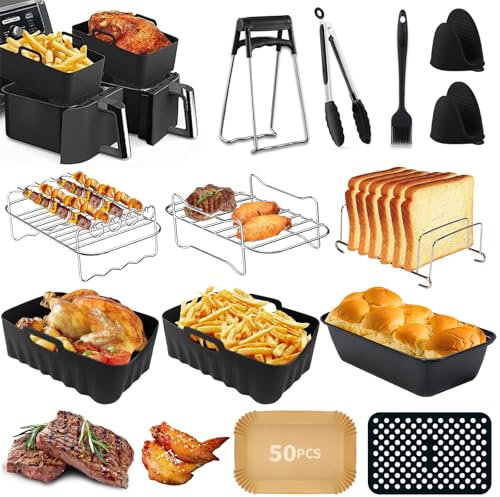 Moule Silicone Air Fryer pour Ninja AF400EU AF300EU 7,6L-9,5L, Accessoire Air Fryer Ninja, Ninja Double Stack XL Air Fryer Accessoires avec Grille Air Fryer, Moule à Gâteau