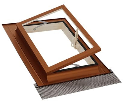 Emica - Lucarne ouverture Livre en cuivre | Ligne Best Double Vitrage 3-9-3 | Intérieur Bois Sapin | Idéal pour sortie sur le toit (78 x 98 Base x Hauteur)