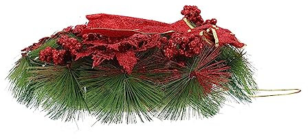 ABOOFAN Weihnachtskranz Bowknot Und Berry Design Simulations-kiefernnadel-Kranz Für Tür-Dekoration Nie Verwelkt