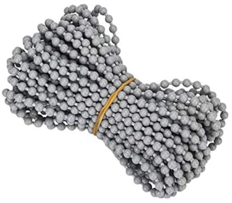 TMTGTS Cadena enrollable de 20 m, color gris, cuerda de perlas, cadena de láminas, cadena de cuentas, cadena de cuentas, pieza de repuesto para estor opaco, estor doble, herraje ciego