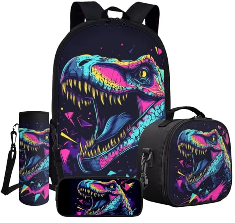 ASQVTIFE 43 cm (17 tum) skola bokpåse set 4 stycken ryggsäckar isolerad LunchBox lätt barn vardaglig ryggsäck, One Size, ledig