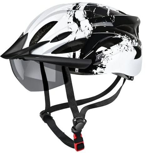 Joellfuner Fahrradhelm Erwachsene, Fahrradhelme Helme Damen Herren mit Abnehmbarer Magnetische Schutzbrille, Multisport Helmet, Verstellbar Rennradhelm, MTB Helm, für Mountainbike, Roller, 57-62cm