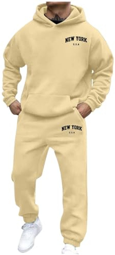 Conjunto de chándal para hombre NEW YORK con logotipo, sudadera con capucha y pantalón de chándal de dos piezas Y2K de manga larga, sudadera deportiva con bolsillos, cómodo conjunto de jogger, cómodo