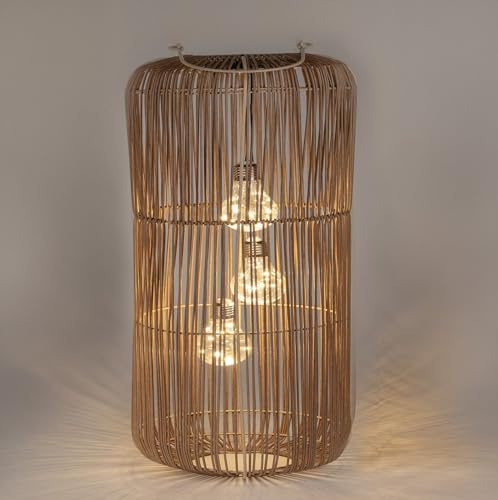 formano Solarlaterne Außen Garten Rattan-Look Laterne 3 LED Birnen 38 cm Solarleuchte mit Dämmerungssensor, IP44 wetterfest, dekorative Solarlampe für Balkon Terrasse Outdoor Beleuchtung