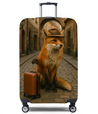 Morbuy Elastisch Reise Kofferhülle 18-32 Zoll, Kofferschutzhülle Koffer Schutzhülle mit Reißverschluss Luggage Cover Waschbar Gepäck Cover mit Kofferschutz-Bezug (Fuchs,M)