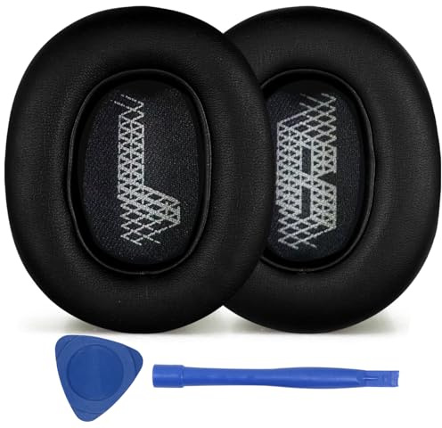 Ersatz-Ohrpolster für JBL E65 (E65BT E65BTNC)/Live 650 (650NC 650BTNC)/Live 660 (660NC 660BTNC)/Duet NC Over-Ear-Kopfhörer, weiche Leder-Ohrpolster, geräuschisolierender Schaumstoff, Schwarz