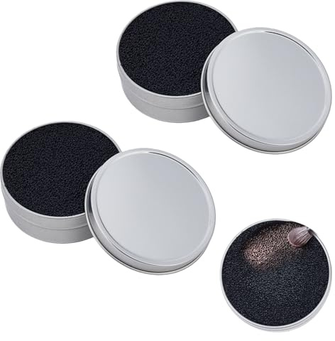 NICENEEDED Juego de Limpiador de Brochas de Maquillaje (8 Unidad), 2 Limpiador de Brochas de Maquillaje con 6 esponjas de Repuesto