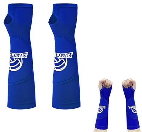 1 par de mangas de voleibol, calentadores deportivos elásticos, muñequera de compresión para antebrazo con acolchado protector y orificio para el pulgar, mangas de voleibol para mujer