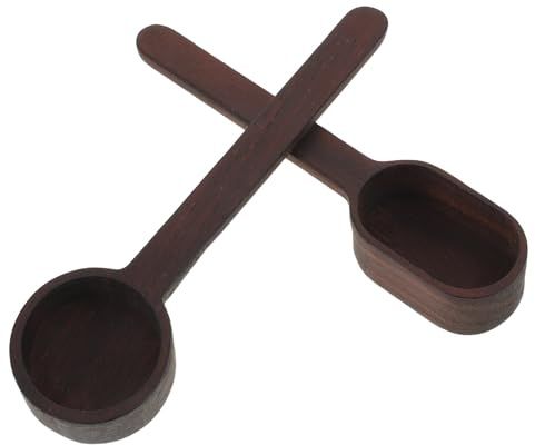 Mikikit Lot de 2 Cuillères Doseuses en Bois de Noyer Foncé, 10 G, Petites Cuillères à Mesurer pour Grains de Café Moulus et Expresso, Ustensiles Cuisine Polyvalents pour Bocal