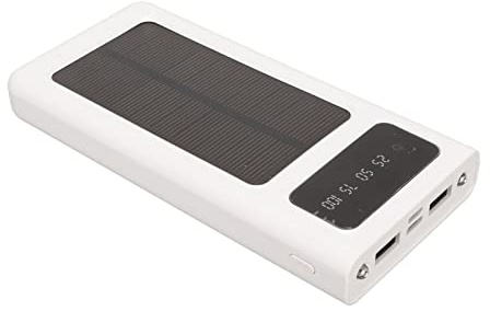 RASTKY Caricatore Solare Portatile con Doppia Uscita Power Bank da 20000 MAh con Torcia per Escursionismo, Pesca (WHITE)
