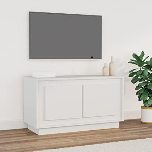 sephironlbb Mobile TV bianco, 80 x 35 x 45 cm, in legno, con 2 scomparti e ante, moderno centro di intrattenimento per soggiorno e camera da letto, console multimediale versatile