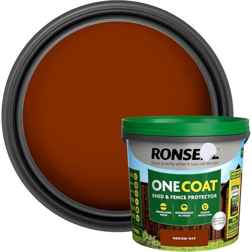 Karrma Ltd. One Coat Fence Life Medium Oak 5L – Weather-Resistant Fence & Shed Stain, Quick-Dry, Long Lasting Wood Protector for Garden Timber