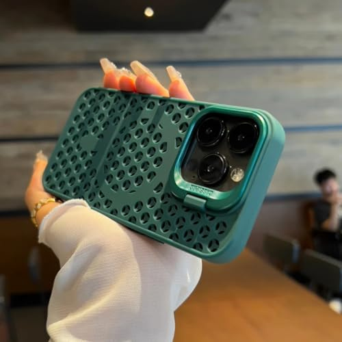HJZSZX Custodia morbida e di lusso per iPhone 13 con dissipazione del calore, supporto magnetico e copriobiettivo (per iPhone 13/verde)