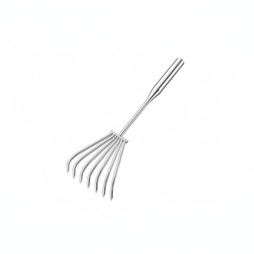 FytStycale Rastrello in Acciaio Inox Manico Lungo Rastrello Multiuso da Giardino Multifunzione per Orto, Aiuola , Rastrello A 7 Denti In Acciaio Inossidabile Da 50 Cm
