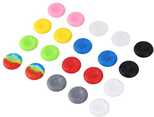 Fawfose 20 Styck Joystick Caps, Bekväma Antisladd Controller Tillbehör, Skyddar för // One/360, Silikonmaterial, Slumpmässiga Färger