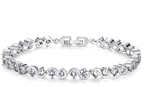 Kim Johanson Damen Tennis Armband *Lucy* in Silber mit weißen Kristallen besetzt rhodiniert inkl. Schmuckbeutel