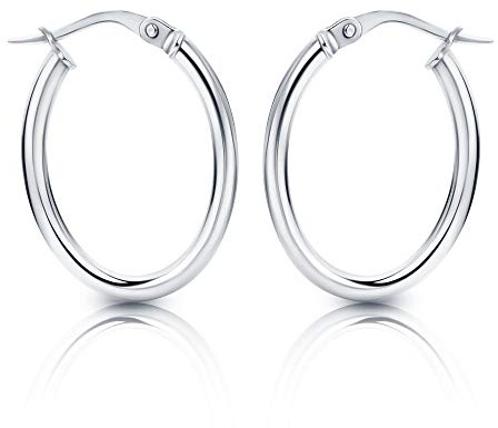 Orovi Schmuck Damen Klassische Zeitlose runde goldene Creolen Ohrringe elegante Klappcreolen aus Weißgold 9 Karat(375) Gold, Kreolen-Durchmesser 24 mm