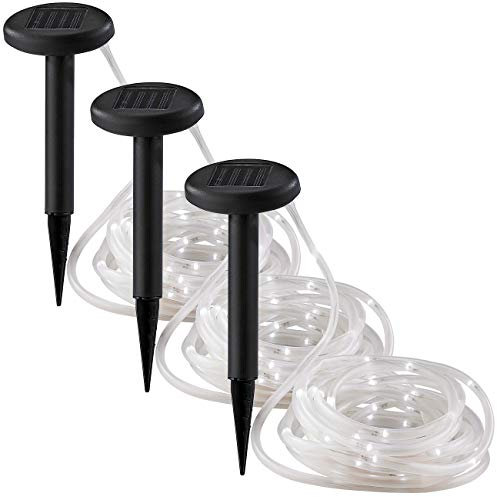 Lunartec Solarlichterschlauch: 3er-Set Solar-Lichtschläuche mit je 50 weißen LEDs, je 5 m (Solar-Lichtschlauch Garten, Lichtschlauch Outdoor)