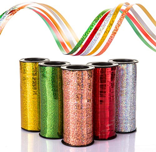 Naler Geschenkband Ringelband 5 Rollen, Geschenkbänder 5 Farben