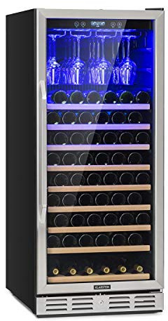 Klarstein Vinovilla Free-standing Wine Cooler Drinks Fridge, UV Safe Wine Fridges, Wine Prosecco & Beer Bottles, Glass Holder, Indoor/Outdoor Bar Fridge & Wine Cooler for Garden, 5-18°C, 127 Bottles
