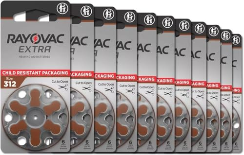 Rayovac Lot de 56 piles pour appareils auditifs sans mercure Taille 312